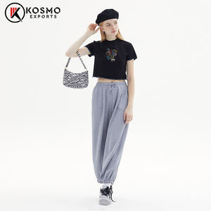 Women's Casual Summer Crop Tops Latest Design 100% Cotton Stretchable Cropped T-<b>Shirts</b> Custom Print with Front Logo Wholesale - Product Image 4
