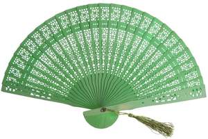 Abanicos de mano de madera tradicionales ecológicos Abanico de bambú pintado con anillos de metal Plegado a mano Regalo personalizado - Product Image 3