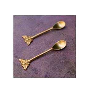 <b>Gold</b> Plated Stainless Steel Serving Spoon Set with Bee End Handle Design Royal Look Server Set Spoon Set - Product Image 1