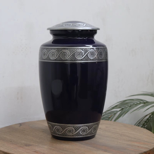 High Quality Classic Aluminum Adult Cremation Urn Metal Memorial <b>Pot</b> for Human <b>Ashes</b> Indian Manufacturer Supplier for Funerals - Product Image 1
