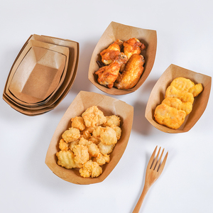 Dùng một lần kích thước nhỏ giấy kraft thuyền thực phẩm ăn nhẹ Khay giấy tấm cho thực phẩm Takeaway phần đám cưới đường phố thức ăn nhanh - Product Image 2