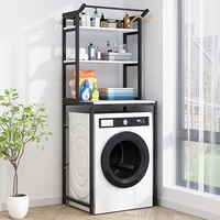 Étagère de rangement sur pied pour laveuse, pour toilettes, cadre en acier au carbone audacieux, support pour machine à laver à 3 niveaux