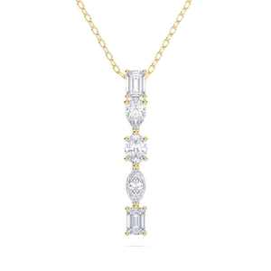 Collier pendentif ovale poire émeraude avec chaîne en or or rose or blanc argent diamants de laboratoire en plusieurs métaux - Product Image 1