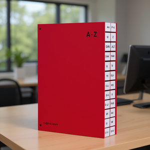 PAGNA Red Laminated Cardboard/Paper Desk Organizer with 24 Compartments for DIN A4 A-Z for Desktop & <b>Drawer</b> Organization - Product Image 3