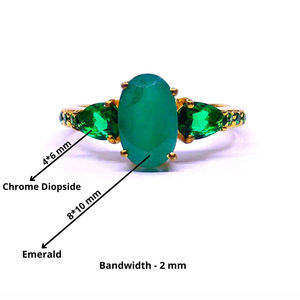 Hecho a mano 925 plata esterlina cromo Esmeralda turmalina piedra preciosa atractivo clásico mujeres usan anillo de eternidad - Product Image 2