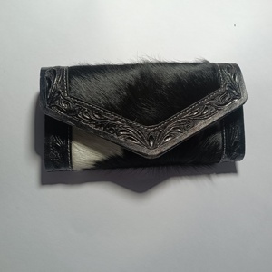 Cartera de Cuero Vacuno Negro Más Vendida, Larga, con Forro de Algodón Floral, Hecha a Mano, Unisex, Precio Inmejorable - Product Image 6