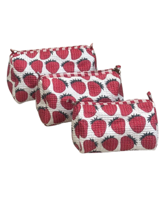 Pochette de toilette écologique réutilisable en coton matelassé avec fermeture éclair |   Qualité d'exportation pour les sacs - Product Image 1