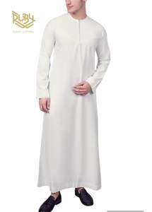 Thobes arabe traditionnel pour hommes, robe décontractée en tissu sur toute la longueur, col garçon, vêtements musulmans respirants, accessoires directs, vente en gros - Product Image 2