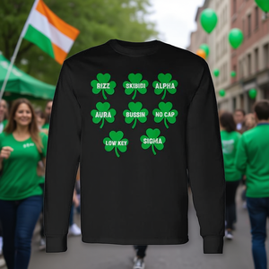 Camiseta de manga larga Skibidi con diseño de trébol para la celebración del Día de San Patricio - Product Image 3