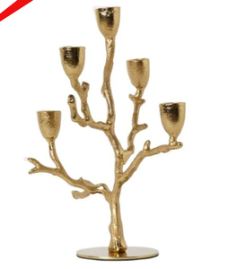 2026 Amazing <b>Tree</b> Shape Metal Aluminum Golden Finished Candle Holder For Home - Product Image 1