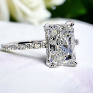 Custom Radiant Cut Diamond Luxury Moissanite <b>Ring</b> Eternity Baguette Cut <b>Iced</b> Out 2ct VVS Moissanite Diamond Engagement <b>Rings</b> - Product Image 6