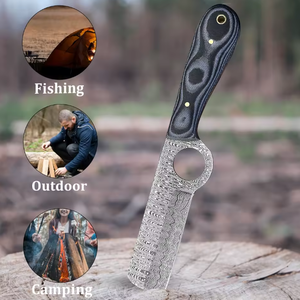 OEM Wholesale Custom Damascus Steel Bull Cutter Bowie <b>Knife</b> Full Tang Fixed Blade Leather Sheath Hunting Micarta Handle <b>Utility</b> - Product Image 6