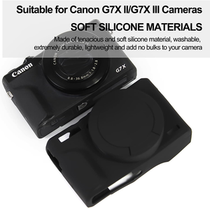 Pour Canon pour PowerShot G7X Mark II étui pour appareil photo avec couvercle d'objectif en silicone amovible étui en silicone souple en caoutchouc léger pour - Product Image 3