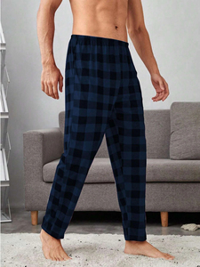 Venta al por mayor de alta calidad cómodos pantalones de dormir a cuadros cordón largo pijama pantalones de franela Boyfriend Boxer pantalones de los hombres - Product Image 5
