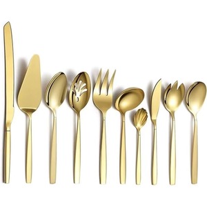 Ensemble de 6 couverts en acier inoxydable utilisés dans la cuisine, café de table, usage domestique, couverts plaqués couleur or, poignée de designer élégante - Product Image 4