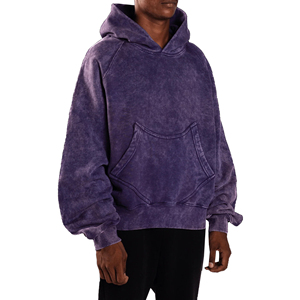 Pull Style Plain Teint Hommes Acid Wash Hoodie /Basics, Coton Mélangé Confortable et Doux Hommes Acid Wash Hoodie en Couleur Unie - Product Image 4