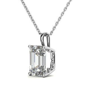 Pendentif en moissanite SHREYA DIAM émeraude radiante à 4 griffes avec accent en spirale, en argent 925 plaqué or, bijoux de fiançailles - Product Image 3