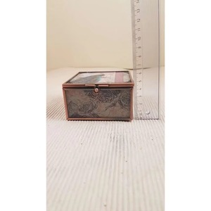 Mini joyero cuadrado de metal con diseño de pavo real, soporte decorativo moderno para el hogar, oficina, dormitorio, tocador y uso de lujo - Product Image 2