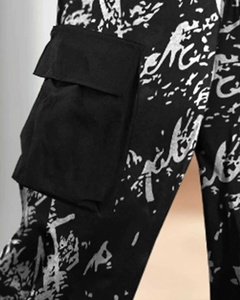 กางเกงคาร์โก้ผู้ชายผ้าบอนด์ดิ้งทรงรีแลกซ์ฟิต แต่งจีบ ดีไซน์ใช้งานได้หลากหลาย สไตล์ลำลอง เป็นมิตรกับสิ่งแวดล้อม ระบายอากาศได้ดี มีเชือกผูกเอว - Product Image 2