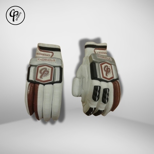 Gants de frappe de cricket en cuir PU légers, taille junior, blanc et marron, protection accrue, haute qualité, CP Sports Enormous - Product Image 2