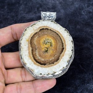 Botswana Druzy Pendentif fait à la main en argent Sterling bijoux de pierres précieuses élégant collier de pierre naturelle 9.5 CM - Product Image 3