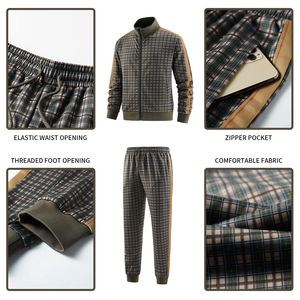 Survêtement de sport 100% coton pour hommes bonne qualité jogger décontracté ensembles fermeture éclair solide manches longues poches latérales pour la saison d'hiver - Product Image 6