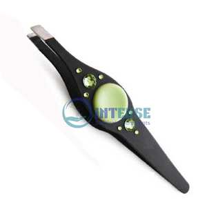 Pinzas profesionales para cejas de acero inoxidable con punta inclinada para depilación facial y depilación encarnada - Product Image 1