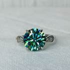 แหวนหมั้นและแต่งงานสำหรับผู้หญิง ประดับมอสซาไนต์สีเขียว ทองคำ 14K ชุบทองคำเหลือง ได้รับการรับรองจาก IGI ฝังแบบช่อง งานแฮนด์เมด 100% - Product Image 5