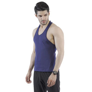 Débardeur de sport bleu sans manches pour homme de haute qualité 100 % coton – Vente en gros, couleur et logo personnalisables, anti-rétrécissement - Product Image 4