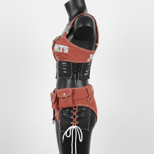 Ensemble de bikini haut de gamme pour femme en nylon et élasthanne 225 GSM, avec panneau à boucle utilitaire en côte brique et appliqué, logo personnalisé, bikinis pour femme - Product Image 4