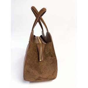 Sac à main Dollaro en cuir véritable structuré avec fermeture à rabat, deux poignées, durable, fabriqué en Italie - Product Image 4