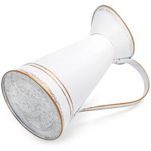 Vase en métal blanc vieilli vintage - Jarre rustique de style ferme française, porte-fleurs avec poignée, décoration shabby chic - Product Image 3