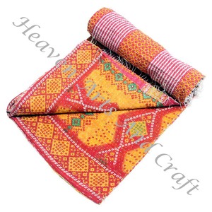 Venta caliente hecho a mano Kantha edredón Gudari Kantha edredón proveedor de oro algodón impreso indio para Hotel uso doméstico al por mayor GD2179 - Product Image 5