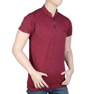 เสื้อยืดคอกลมแขนสั้นผู้ชาย - สีน้ำตาลแดง - Product Image 1