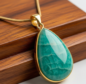 Personalizable 925 plata esterlina delicada cadena 18K oro gota colgante bohemio Natural amazonita curación moda colgantes encantos - Product Image 1