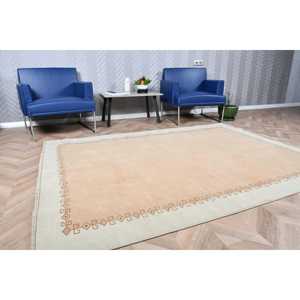 พรมขนาด 5.7x7.6 ฟุต, พรมตุรกีโบราณ, พรมสีขาวน้ำตาลไล่เฉด - Product Image 3