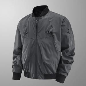 Veste bomber d'hiver pour homme, décontractée, légère, coupe-vent, à bouton unique, poches avant, coupe-vent, imperméable - Product Image 1
