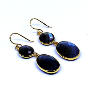 ต่างหูอัญมณีลาบราดอไรต์เครื่องประดับชุบทอง925สวมใส่ในงานปาร์ตี้ - Product Image 2