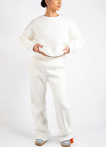 Conjunto personalizado de talla grande con hombros caídos para mujer, Conjunto de jogging personalizado con logotipo impreso en 3D, Conjunto de sudadera cómoda de 2 uds para mujer - Product Image 3