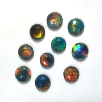 Opale synthétique de laboratoire de haute qualité, bleu-vert, taille ronde, coupe rose, opale aurora avec effet de feu, disponible en plusieurs couleurs pour bijoux