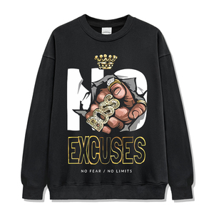 Sudadera de manga larga desgastada de 100 por ciento de algodón para hombre pesado con serigrafía personalizada, sudadera lavada con ácido vintage - Product Image 4