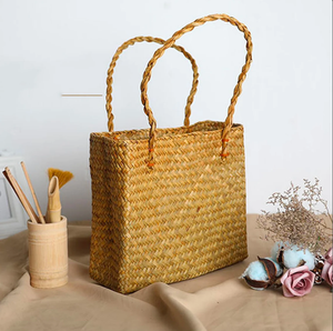Sac en paille fait main, panier de marché français, sac à main en paille, sacs à bandoulière en paille, produits en gros - Product Image 2