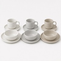 Service de vaisselle en céramique blanche 6 pièces avec ustensiles, assiettes et bols de couleur unie pour la maison, l'hôtel et le restaurant
