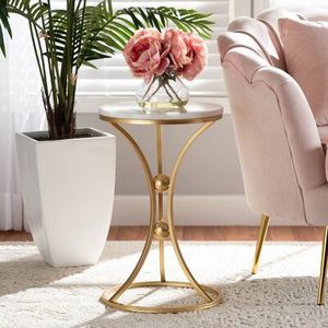 Brass Gold <b>Side</b> <b>Tables</b> Modern Design with Transparent Glass Top Living Room Sofa/Coffee <b>Table</b> Display - Product Image 1