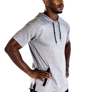 Sudaderas con capucha de manga corta con bolsillo lateral para hombre, ropa deportiva para entrenamiento, jersey de secado rápido, sudaderas de poliéster con capucha, envío DDP - Product Image 3