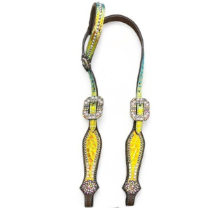 Talla con cocodrilo marrón claro Argentina cuero de vaca caballo occidental Headstall Smart diseño personalizado cuero Horse Headstall - Product Image 1