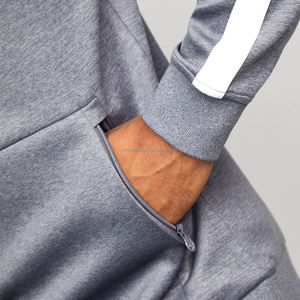 Vente en gros de survêtements à rayures en molleton de taille XL pour hommes, sweats à capuche avec fermeture éclair complète, survêtement de jogging, respirant et écologique - Product Image 4