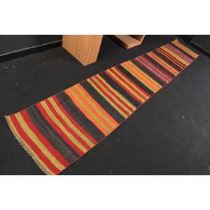 Moderno rojo naranja 1,9X10,6 pies Alfombra de lana turco gran área rectángulo pasillo patrón látex respaldo nuevo para dormitorio sala de estar - Product Image 2