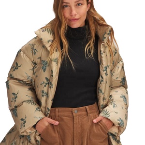 Blousons matelassés imprimés sur mesure 2024 pour femmes, blouson matelassé imprimé feuilles de haute qualité, vente en gros de manteaux longs matelassés pour femmes - Product Image 4