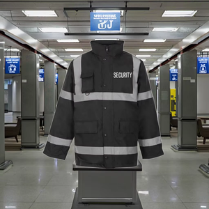 2025 Fabricante personalizado Venta caliente Diseño personalizado Reflectante Negro Invierno Uniforme Guardia Chaqueta de seguridad - Product Image 3